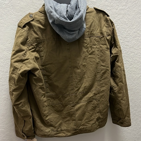 Levi's Men Small Washed Cotton Hooded Military Sherpa Lined Jacket Brown - Picture 7 of 14